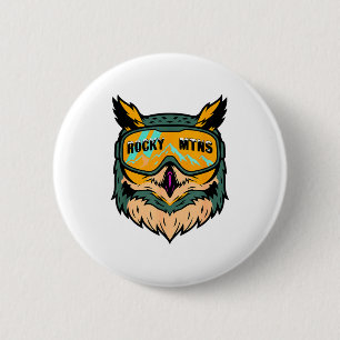 Badge Rond 5 Cm Hibou coloré amusant portant des lunettes de ski h