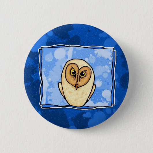 Badge Rond 5 Cm hibou dans le bleu (Devant)