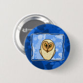 Badge Rond 5 Cm hibou dans le bleu (Devant & derrière)