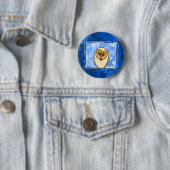 Badge Rond 5 Cm hibou dans le bleu (En situation)