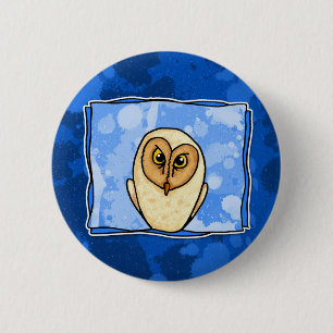Badge Rond 5 Cm hibou dans le bleu