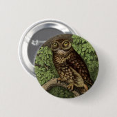 Badge Rond 5 Cm Hibou dans le bouton de feuille (Devant & derrière)