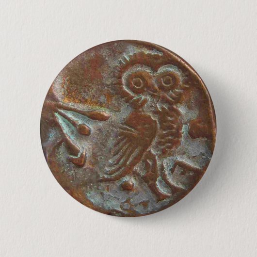 Badge Rond 5 Cm Hibou d'Athènes (Devant)