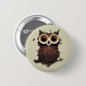 Badge Rond 5 Cm Hibou de café (Devant & derrière)