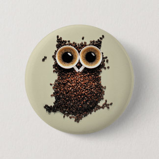 Badge Rond 5 Cm Hibou de café