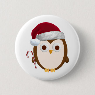 Badge Rond 5 Cm Hibou de Noël