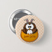 Badge Rond 5 Cm hibou de Pâques - orange (Devant & derrière)