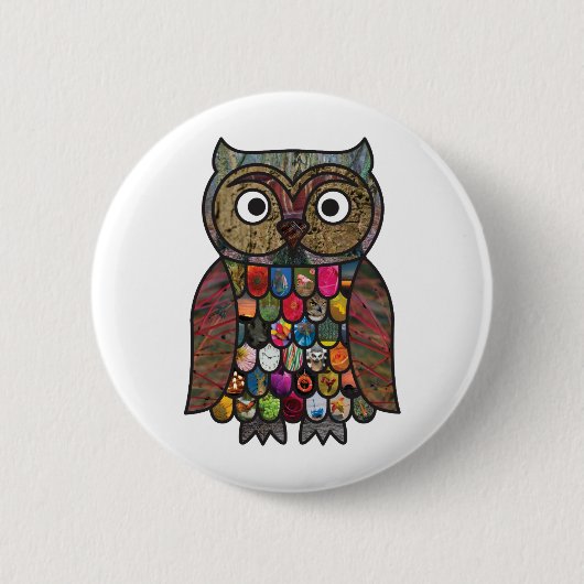 Badge Rond 5 Cm Hibou de patchwork (Devant)