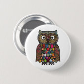 Badge Rond 5 Cm Hibou de patchwork (Devant & derrière)