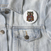 Badge Rond 5 Cm Hibou de patchwork (En situation)
