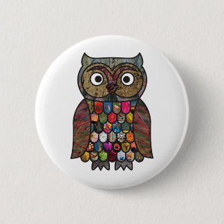 Badge Rond 5 Cm Hibou de patchwork