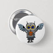Badge Rond 5 Cm Hibou de robot (Devant & derrière)