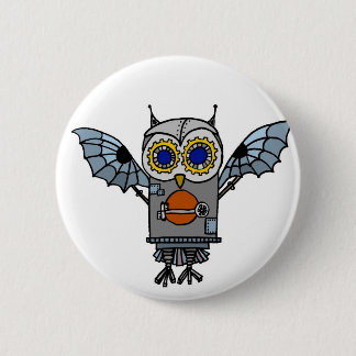 Badge Rond 5 Cm Hibou de robot