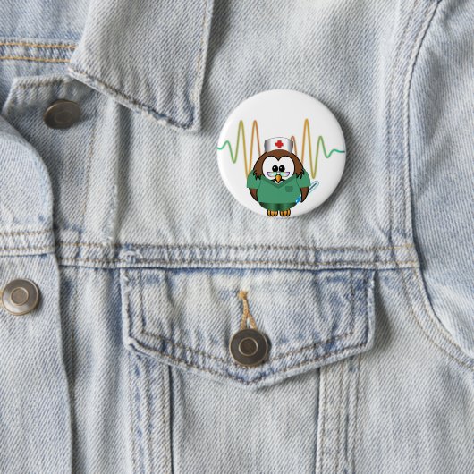 Badge Rond 5 Cm hibou d'infirmière (En situation)