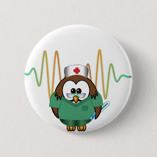 Badge Rond 5 Cm hibou d'infirmière