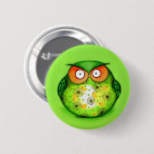 Badge Rond 5 Cm Hibou drôle vert (Devant & derrière)