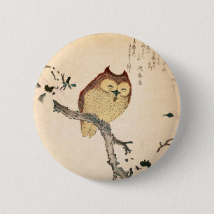 Badge Rond 5 Cm Hibou et magnolia - mimizuku de Ni de Kobushi