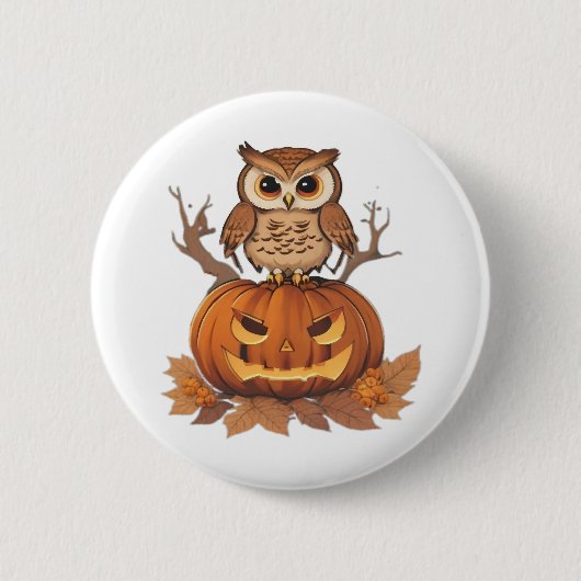 Badge Rond 5 Cm hibou Halloween (Devant)