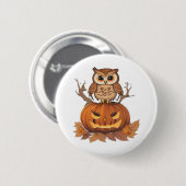 Badge Rond 5 Cm hibou Halloween (Devant & derrière)