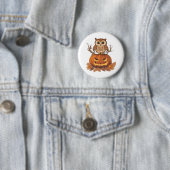 Badge Rond 5 Cm hibou Halloween (En situation)