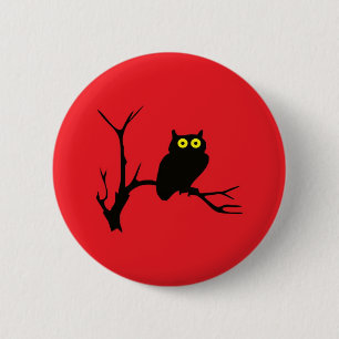 Badge Rond 5 Cm Hibou mauvais