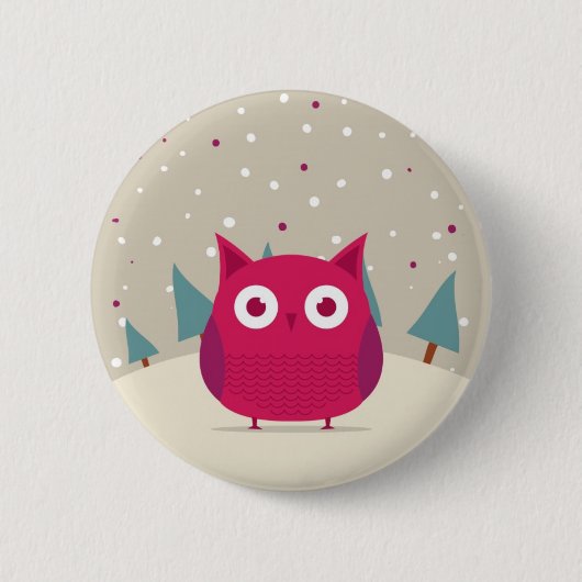 Badge Rond 5 Cm Hibou mignon (Devant)
