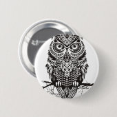 Badge Rond 5 Cm Hibou noir (Devant & derrière)