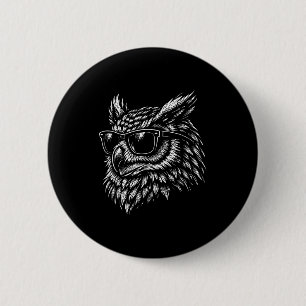 Badge Rond 5 Cm Hibou oiseau cool avec lunettes de soleil encre vi