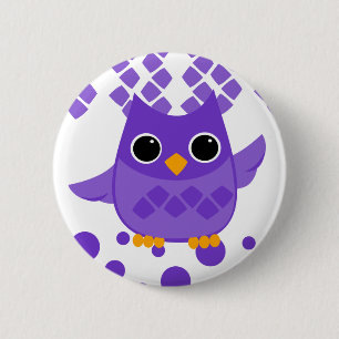 Badge Rond 5 Cm Hibou pourpre