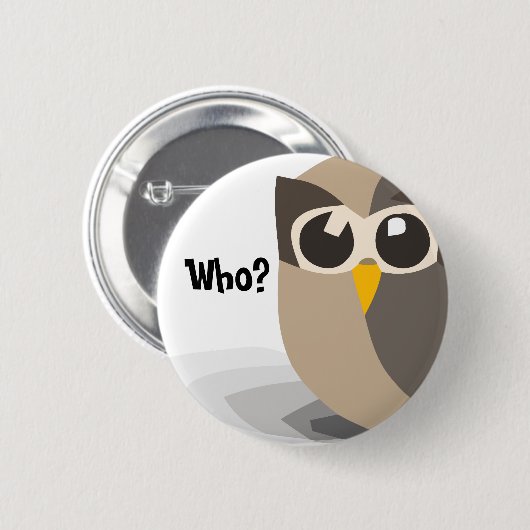 Badge Rond 5 Cm hibou, qui ? Bouton (Devant & derrière)