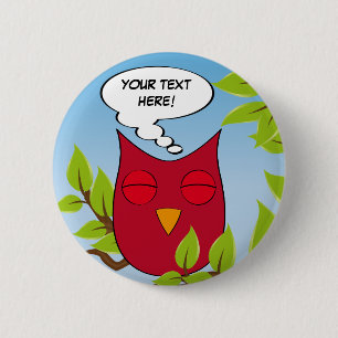 Badge Rond 5 Cm Hibou rêvant personnalisable - couleurs multiples