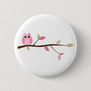 Badge Rond 5 Cm Hibou sage