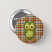 Badge Rond 5 Cm Hibou sage (Devant & derrière)