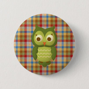 Badge Rond 5 Cm Hibou sage