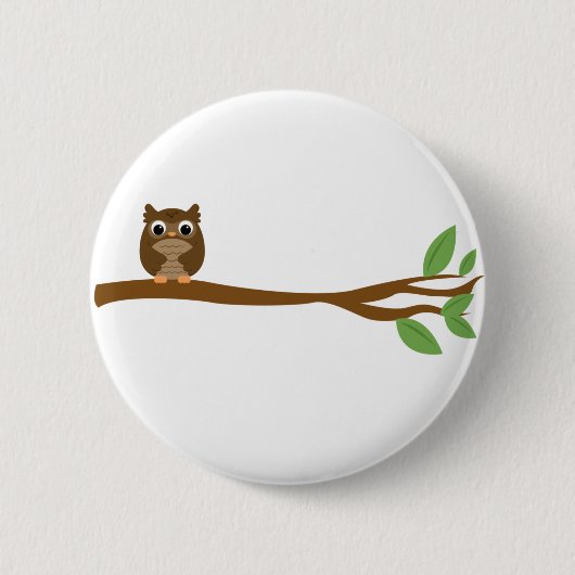Badge Rond 5 Cm Hibou sage (Devant)