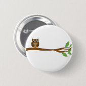 Badge Rond 5 Cm Hibou sage (Devant & derrière)