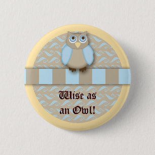 Badge Rond 5 Cm 'Hibou sage mignon de N le vieux