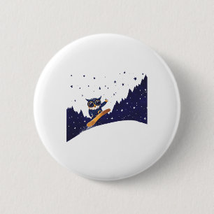 Badge Rond 5 Cm Hibouc Animé surf sous étoiles