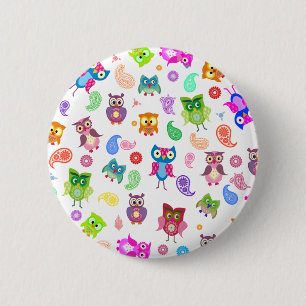 Badge Rond 5 Cm Hiboux d'arc-en-ciel - lumière