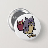 Badge Rond 5 Cm hiboux de lecture (Devant & derrière)