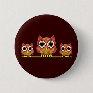Badge Rond 5 Cm hiboux de plaid