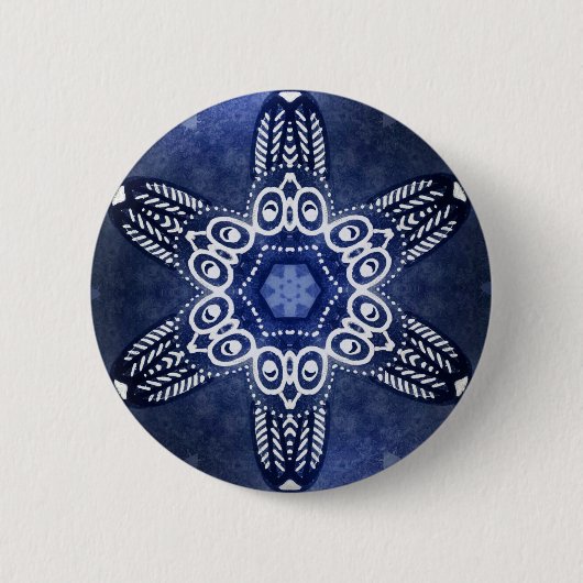 Badge Rond 5 Cm Hiboux d'indigo (Devant)
