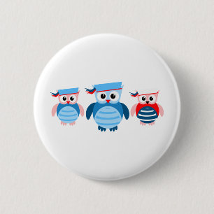 Badge Rond 5 Cm Hiboux nautiques de marin