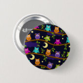 Badge Rond 5 Cm hiboux par nuit (Devant & derrière)