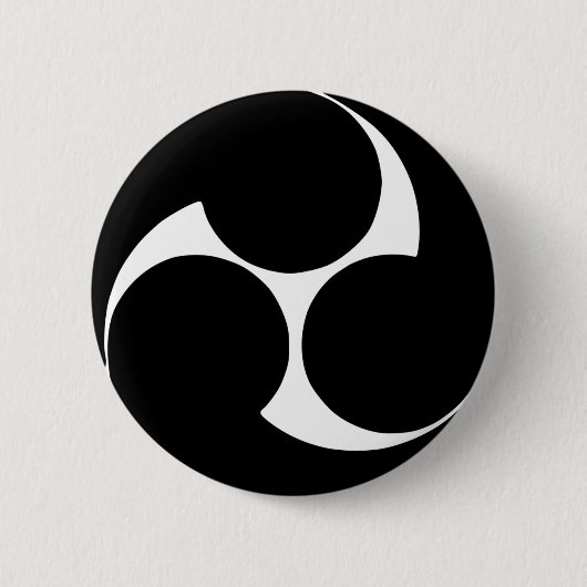 Badge Rond 5 Cm Hidari-Mitsu-domoe lundi (crête) (Devant)