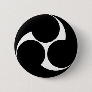 Badge Rond 5 Cm Hidari-Mitsu-domoe lundi (crête)