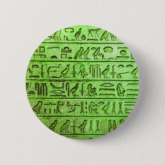 Badge Rond 5 Cm Hiéroglyphes égyptiens anciens Vert (Devant)