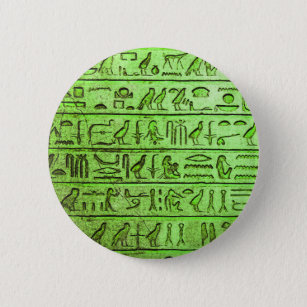 Badge Rond 5 Cm Hiéroglyphes égyptiens anciens Vert