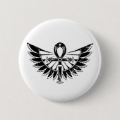 Badge Rond 5 Cm Hiéroglyphes égyptiens - Ankh ailé (Devant)