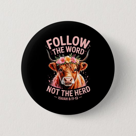 Badge Rond 5 Cm Highland Cow Christian (Devant)